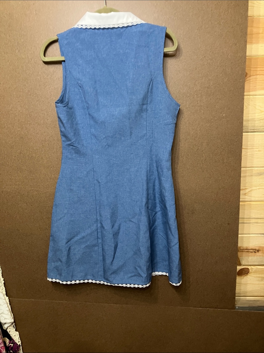 SHEIN Blue Sleeveless Dress with White Peter Pan Collar - Picture 7 of 8